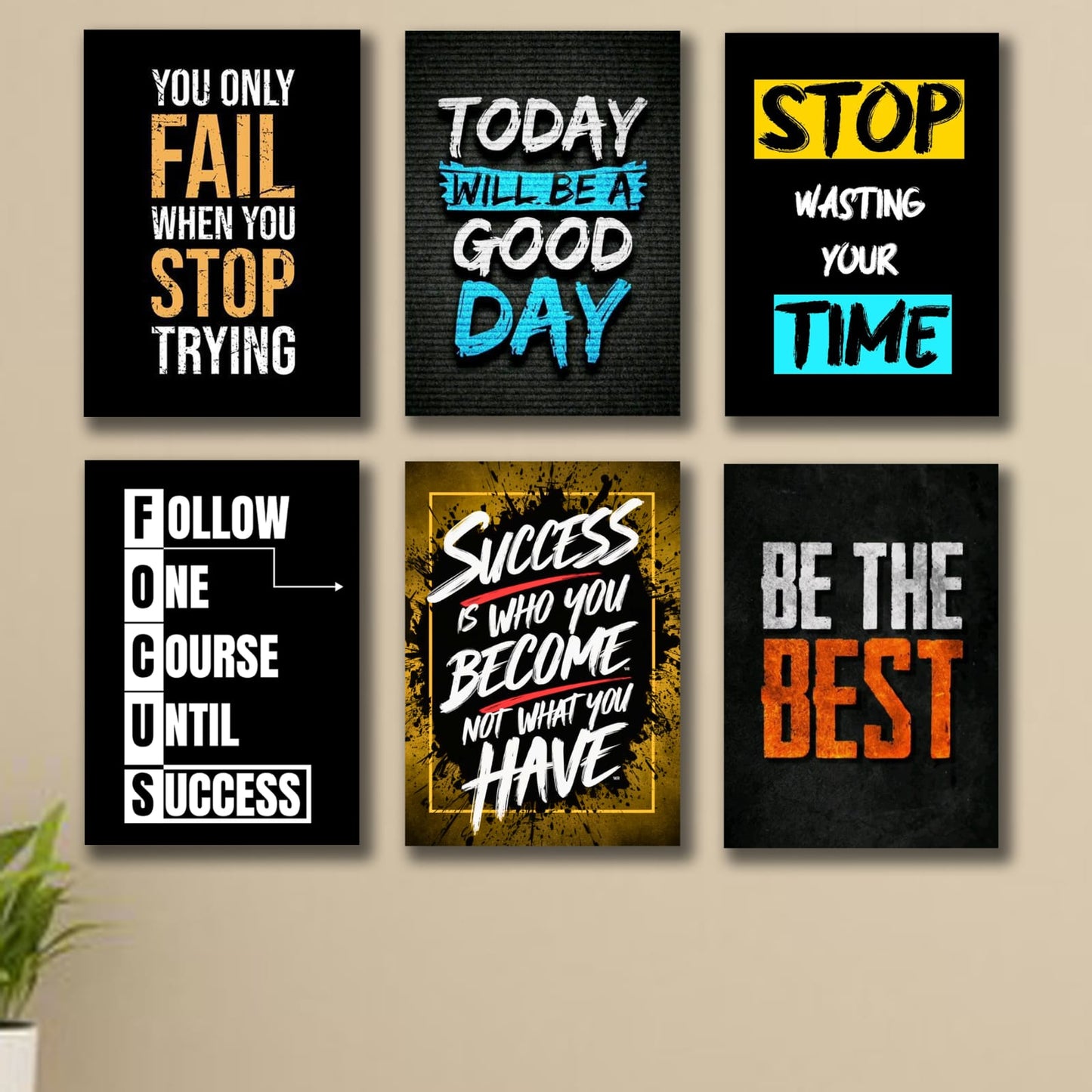 Modern Motivational Wooden Wall Frame - Success & Growth Quote Art/Inspirational Wooden Office Wall Art - "Success Is Who You Become