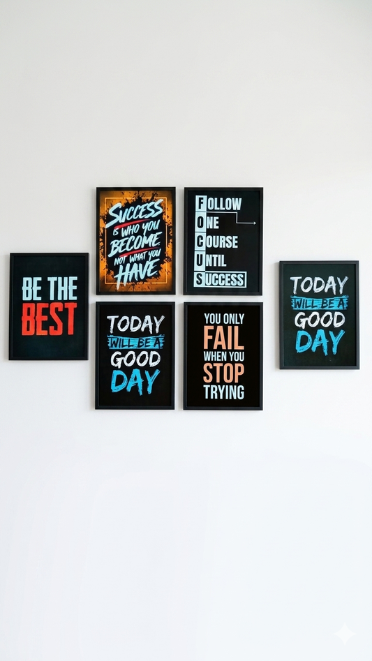 Modern Motivational Wooden Wall Frame - Success & Growth Quote Art/Inspirational Wooden Office Wall Art - "Success Is Who You Become